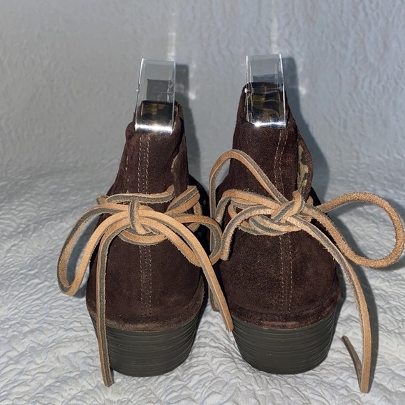 Fly London Yebi Suede Lace Up Tie Wedge Ankle Booties NWOT - Picture 7 of 11